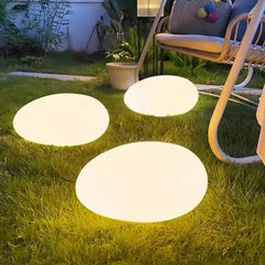 Lampada sasso bianca da giardino LED dimmerabile con pannello solare esterno