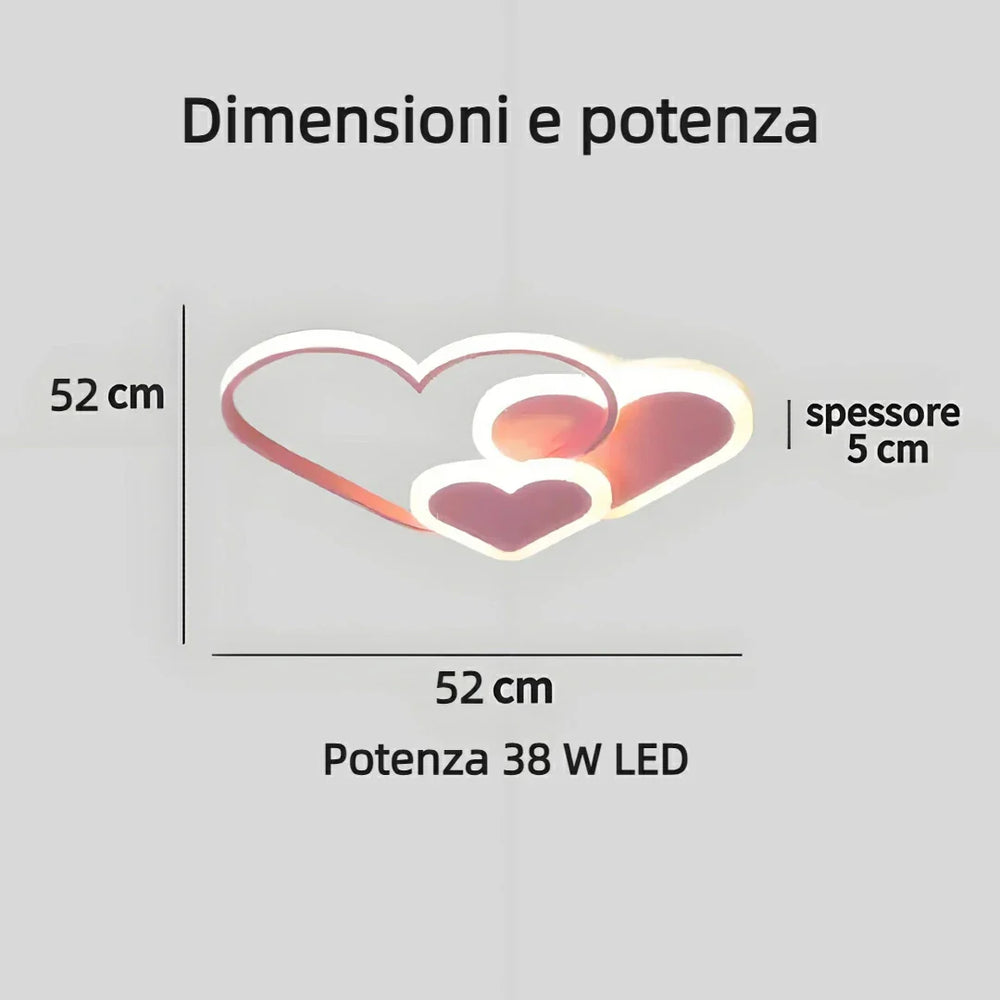 Plafoniera cameretta bambino LED dimmerabile a forma di cuore
