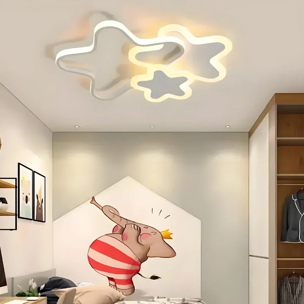 Plafoniera LED a soffitto per cameretta a forma di stella dimmerabile moderna dimensione 52 cm