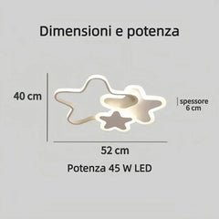 Plafoniera LED a soffitto per cameretta a forma di stella dimmerabile moderna dimensione 52 cm
