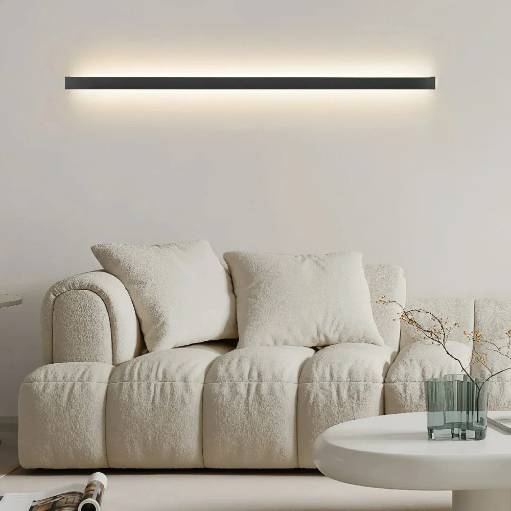 Applique da parete lineare LED dimmerabile nera stile minimale per soggiorno