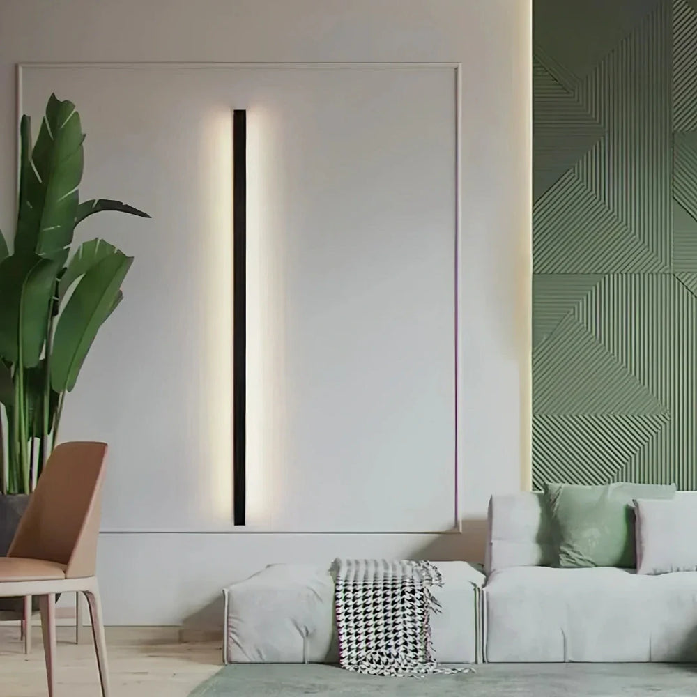Applique da parete lineare LED dimmerabile nera stile minimale per soggiorno
