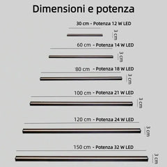 Applique da parete lineare LED dimmerabile nera stile minimale per soggiorno