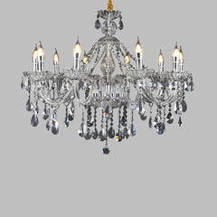 Lampadario classico in cristallo a candelabro con più bracci per sala da pranzo