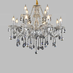 Lampadario classico in cristallo a candelabro con più bracci per sala da pranzo