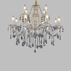 Lampadario classico in cristallo a candelabro con più bracci per sala da pranzo
