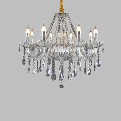 Lampadario classico in cristallo a candelabro con più bracci per sala da pranzo