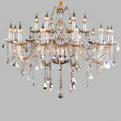 Lampadario classico in cristallo a candelabro con più bracci per sala da pranzo