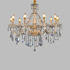 Lampadario classico in cristallo a candelabro con più bracci per sala da pranzo