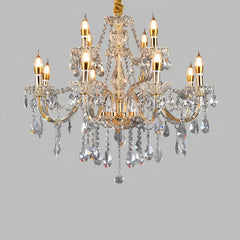 Lampadario classico in cristallo a candelabro con più bracci per sala da pranzo