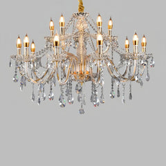 Lampadario classico in cristallo a candelabro con più bracci per sala da pranzo