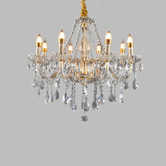 Lampadario classico in cristallo a candelabro con più bracci per sala da pranzo