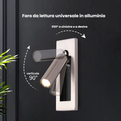 Applique da incasso rettangolare LED con faretto orientabile da lettura