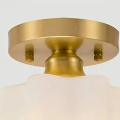 Plafoniera da corridoio stile mid-century dimmerabile in ottone e vetro opale