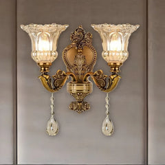 Applique da parete in stile classico con paralume in vetro per camera da letto