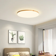 Plafoniera LED rotonda sottile dimmerabile in legno in stile nordico per camera da letto