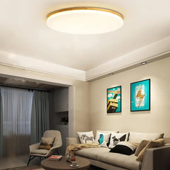 Plafoniera LED rotonda sottile dimmerabile in legno in stile nordico per camera da letto