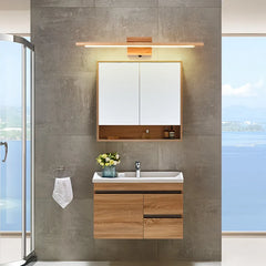 Applique da specchio per bagno a LED dimmerabile in legno design nordico lineare