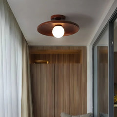 Plafoniera LED da soffitto per corridoio in legno a disco dimmerabile