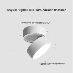 Faretto a soffitto cilindrico LED dimmerabile orientabile a 360° dal design minimal