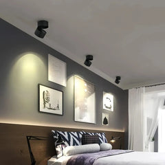 Faretto a soffitto cilindrico LED dimmerabile orientabile a 360° dal design minimal