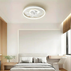 Ventilatore da soffitto silenzioso con pale e luce LED ad anello bianca per la camera da letto