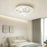 Ventilatore da soffitto silenzioso con pale e luce LED ad anello bianca per la camera da letto