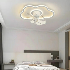 Ventilatore da soffitto con luce LED silenzioso bianco design nuvola per camera da letto