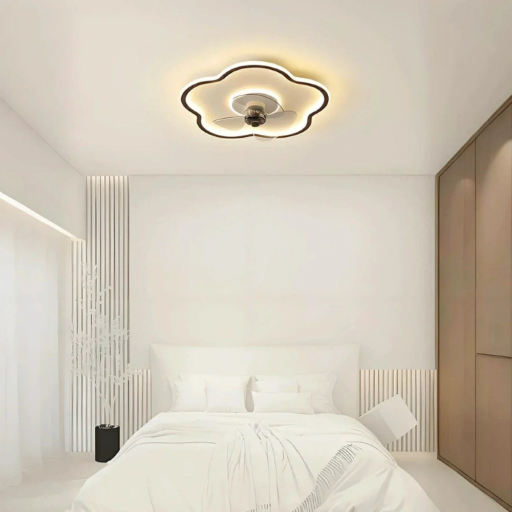 Ventilatore da soffitto silenzioso con luce dimmerabile design a fiori per camera da letto