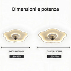 Ventilatore da soffitto silenzioso con luce dimmerabile design a fiori per camera da letto