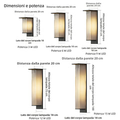 Applique da esterno rettangolare moderno LED solare nero