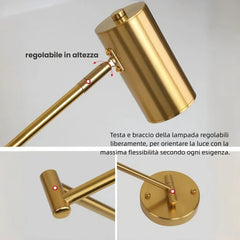 Lampada da lettura a parete moderna con doppio braccio orientabile