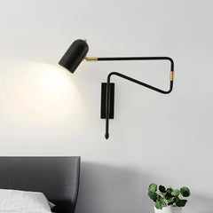 Lampada da lettura da parete moderna con doppio braccio orientabile per camera da letto