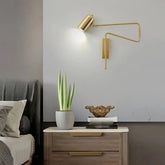 Lampada da lettura da parete moderna con doppio braccio orientabile per camera da letto