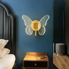 Applique oro per camera da letto a farfalla con LED dimmerabile design moderno