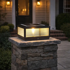 Lampada da pilastro quadrata in vetro a LED solare con sensore crepuscolare per giardino