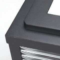 Lampada da pilastro quadrata in vetro a LED solare con sensore crepuscolare per giardino