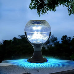 Lampada da pilastro LED solare moderna a sfera con luce RGB e telecomando per giardino