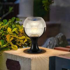 Lampada da pilastro LED solare moderna a sfera con luce RGB e telecomando per giardino