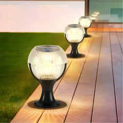 Lampada da pilastro LED solare moderna a sfera con luce RGB e telecomando per giardino