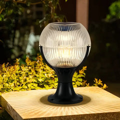 Lampada da pilastro LED solare moderna a sfera con luce RGB e telecomando per giardino