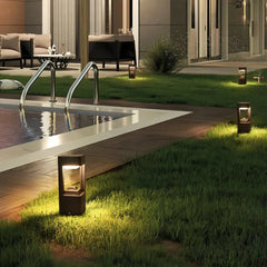 Paletto solare da giardino con LED dimmerabile e design moderno a struttura aperta