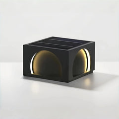 Lampada da pilastro solare da giardino nera dal design moderno cubico