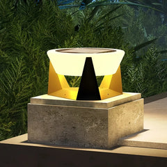 Lampada da pilastro solare a LED con diffusore a disco per giardino