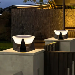 Lampada da pilastro solare a LED con diffusore a disco per giardino