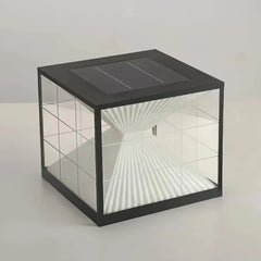 Lampada da pilastro moderna cubica a LED solare con diffusore a forma di clessidra per giardino