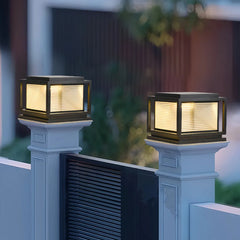 Lampada da esterno per cancello e pilastro solare a LED con vetro rigato nero