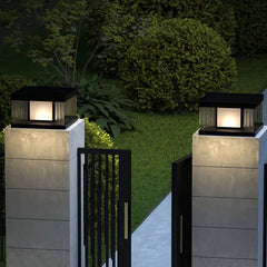 Lampada da pilastro moderna da esterno solare a LED con pannelli scanalati per giardino