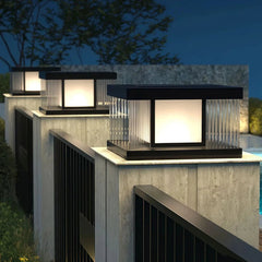 Lampada da pilastro moderna da esterno solare a LED con pannelli scanalati per giardino