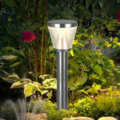 Paletto da giardino solare LED con diffusore conico dal design contemporaneo